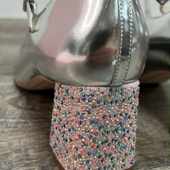 Sophia Webster Lilia Mid Mary Jane Silver Heels – Crystal Bow Block Heel – 39 - Picture 6 of 16
